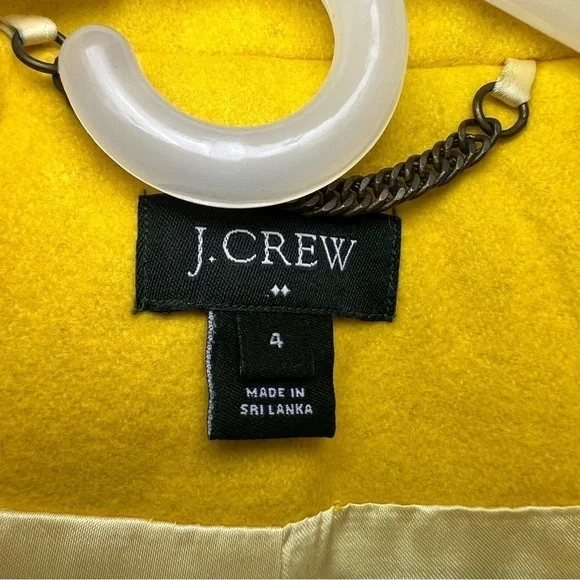 J. Crew majesty yellow button pea coat size 4 great condition - Picture 3 of 9